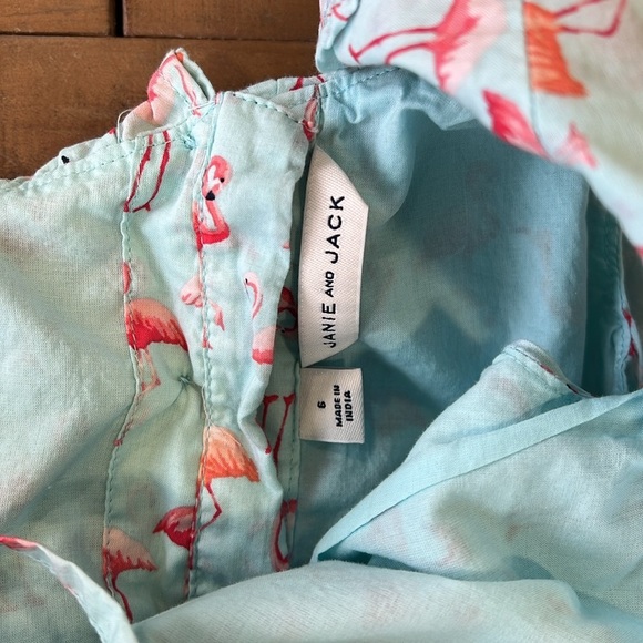 Janie and jack aqua Flamingo Print One-Shoulder ruffle dress - Picture 4 of 6